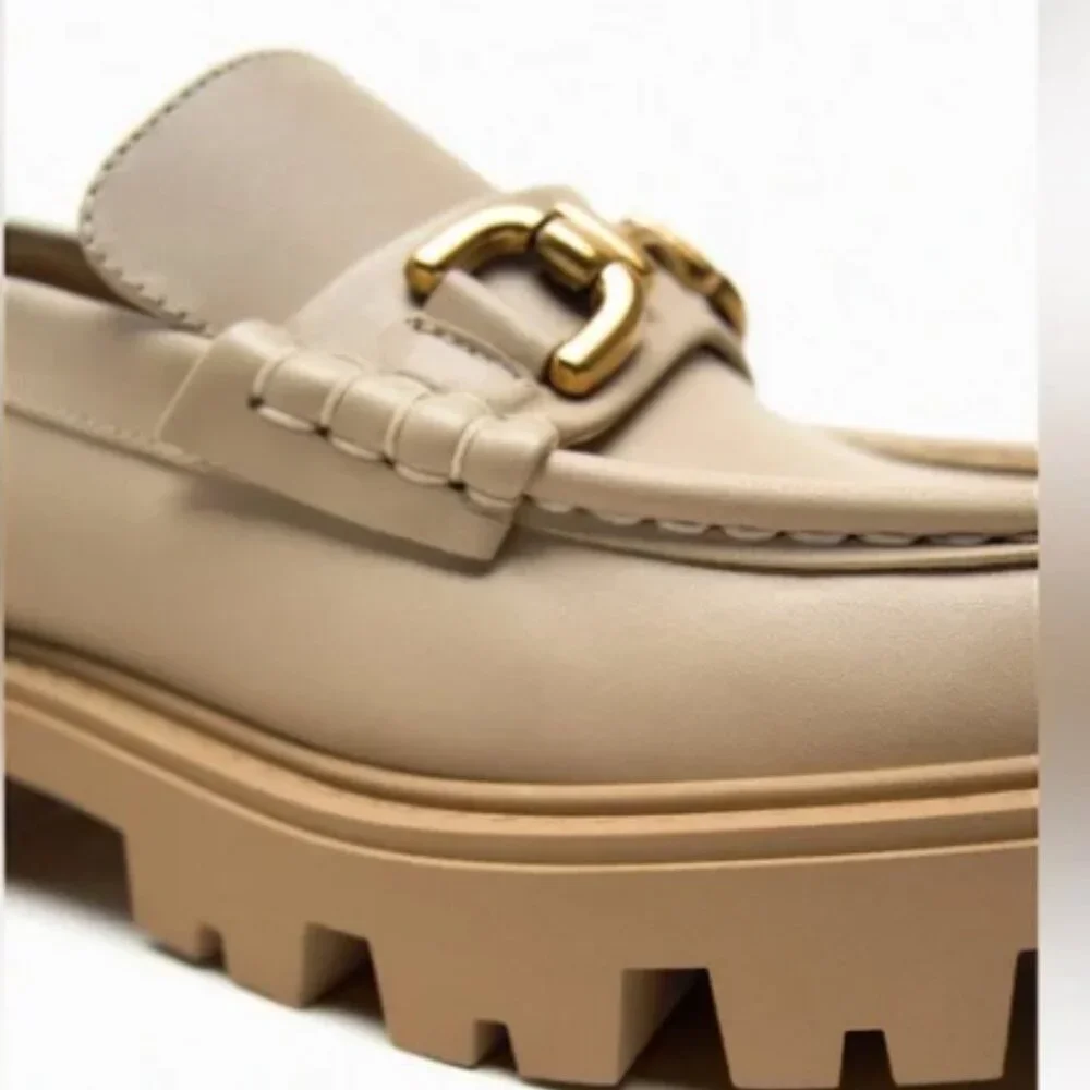 Zara Leather Buckle Lug Sole Loafers - Picture 7 of 8